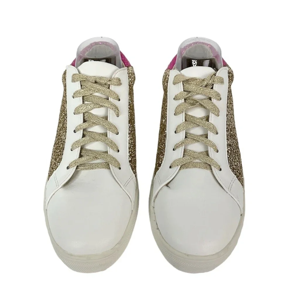 Camel Toes Women’s 11 Pink Gold Metallic Glitter Leather Sneakers Fashion Shoes